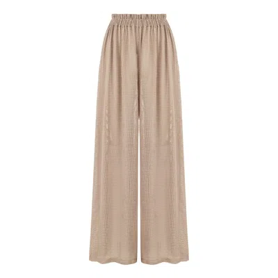 Lilamie Women's Orange Carmen Loose Fit Elastic Waist Long Beach Pants - Cinnamon