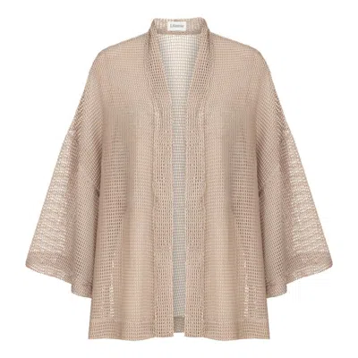 Lilamie Women's Orange Carmen Loose Fit Long Sleeve Kimono Top - Cinnamon In Neutral