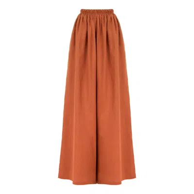 Lilamie Women's Orange Marrakesh Loose Fit Elastic Waist Long Pants - Brick