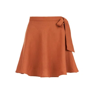 Lilamie Women's Orange Marrakesh Side Wrapped Mini Skirt - Brick