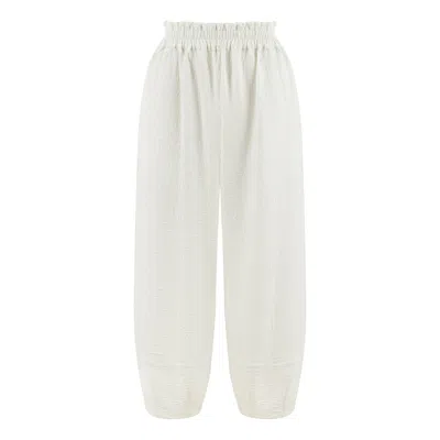 Lilamie Women's Tokyo Loose Fit Elastic Waist Wide Leg Pants - White In Yellow