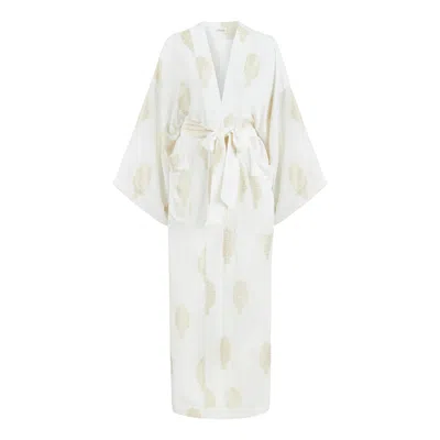 Lilamie Women's White / Gold Larissa Kimono In White/gold