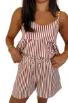 Lilbelle By Lilbelle Allie Cotton Striped V-neck Top In Red In Red