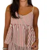Lilbelle By Lilbelle Allie Cotton Striped V-neck Top In Red In Neutral