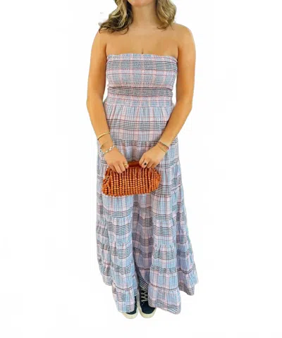 Lilbelle By Lilbelle Dal Plaid Smocked Maxi Dress In Blue/red In Multi