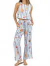 Lilbelle By Lilbelle Isa Beach Striped Top + Pant Set In Blue In Blue