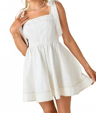 Lilbelle By Lilbelle Jill Babydoll Tie Mini Dress In White In Multi