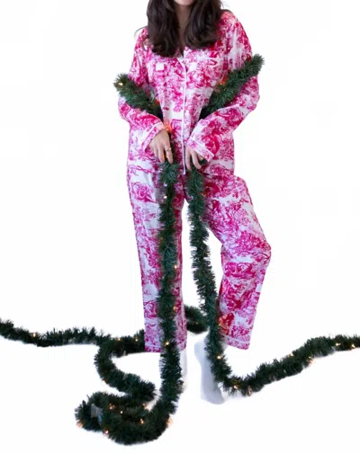 Lilbelle By Lilbelle Lily Jammy Pants Set In Toile Dark Red In Multi