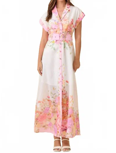 Lilbelle By Lilbelle Maisie Belted Floral Maxi Dress In Pink Floral In Multi