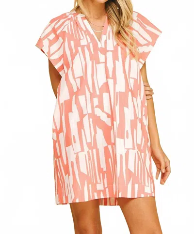 Lilbelle By Lilbelle Ollie Geometric Mini Dress In Coral In Multi