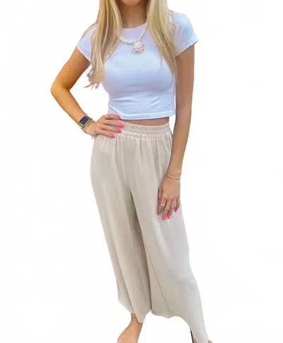 Lilbelle Charlotte Dana Elastic Waistband Pants In Stone In Neutral