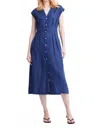 Lilbelle Charlotte Jamila Button Up Midi Dress In Navy In Blue