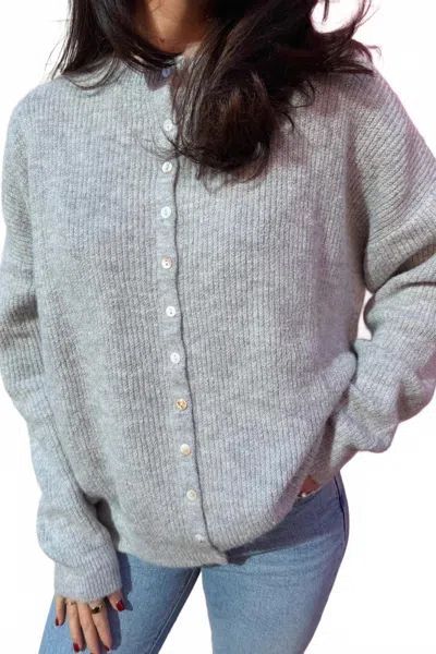 Lilbelle Charlotte Miller Ribbed Cardigan In Heather Grey In Gray