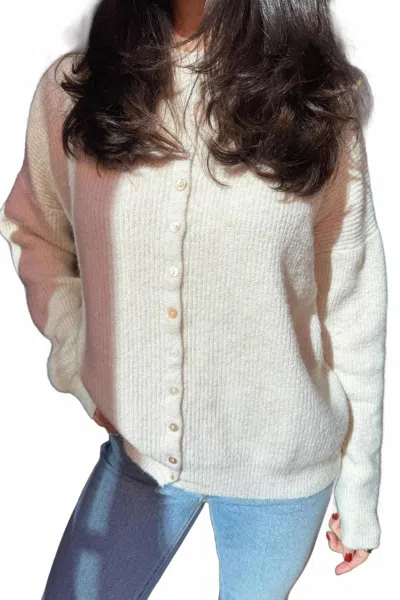 Lilbelle Charlotte Miller Ribbed Cardigan In Ivory In Multi