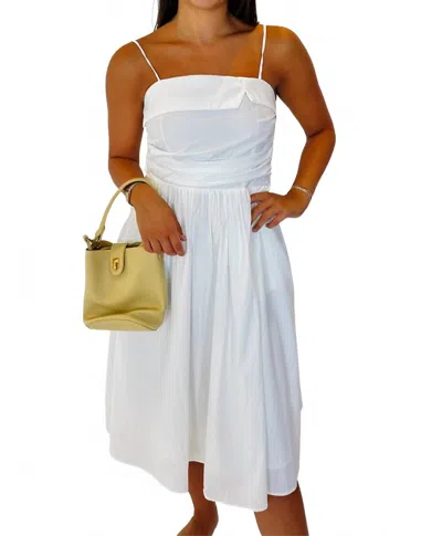 Lilbelle Charlotte Rowan Pleated Top Midi Dress In Off White