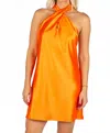 Lilbelle Charlotte Victoria Halter Twist Mini Dress In Tangerine In Red