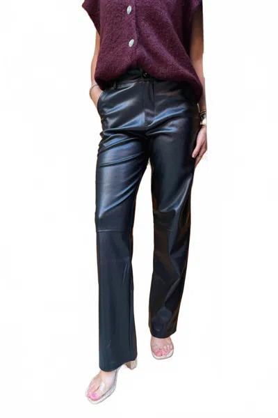 Lilbelle Charlotte Women's Asha Faux Leather Pant In Black In Blue