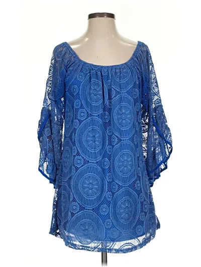 Pre-owned Lildy 3/4 Sleeve Blouse In Blue