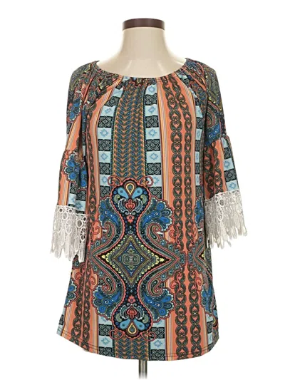 Pre-owned Lildy 3/4 Sleeve Blouse In Teal