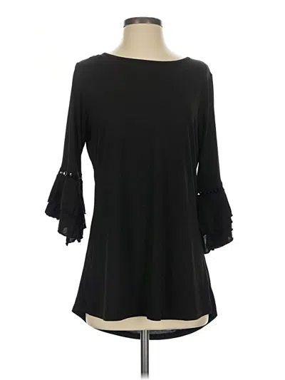 Pre-owned Lildy 3/4 Sleeve Top Black Boatneck Tops