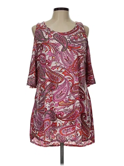 Pre-owned Lildy 3/4 Sleeve Top Burgundy Cold Shoulder Neckline Tops
