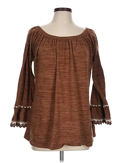Pre-owned Lildy Long Sleeve Blouse In Brown