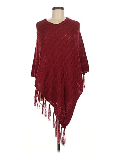 Pre-owned Lildy Poncho In Burgundy