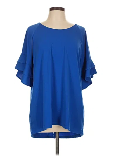 Pre-owned Lildy Short Sleeve Blouse In Blue