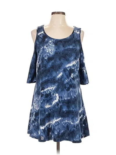 Pre-owned Lildy Short Sleeve Top Blue Cold Shoulder Neckline Tops