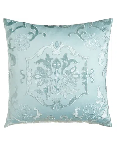 Lili Alessandra 24"sq. Floral "morocco" Pillow In Seafoam (blue)