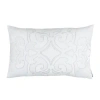 Lili Alessandra Angie Feathers Damask Lumbar Pillow In White