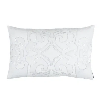 Lili Alessandra Angie Feathers Damask Lumbar Pillow In White