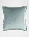Lili Alessandra Lalique Quilted Matte Velvet European Sham In Sky