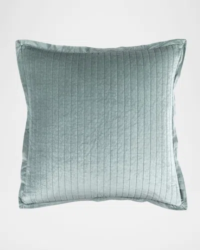 Lili Alessandra Lalique Quilted Matte Velvet European Sham In Sky