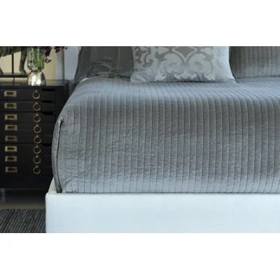 Lili Alessandra Aria Velvet Coverlet In Light Gray