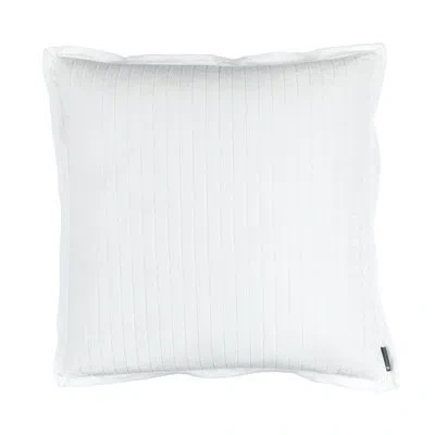 Lili Alessandra Aria Velvet Feathers Striped Euro Pillow In White