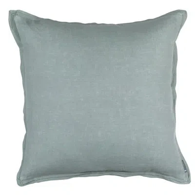 Lili Alessandra Bloom Linen Feathers Euro Pillow In Sky
