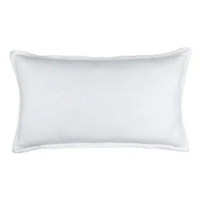 Lili Alessandra Bloom Linen Feathers Lumbar Pillow In White