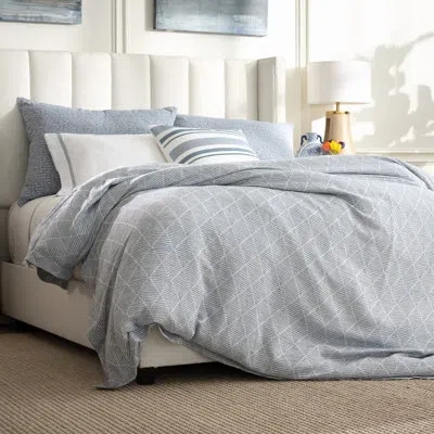 Lili Alessandra Brook Standard Cotton Duvet Cover In White,indigo