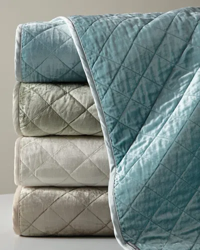 Lili Alessandra Chloe Velvet Coverlet In Blue
