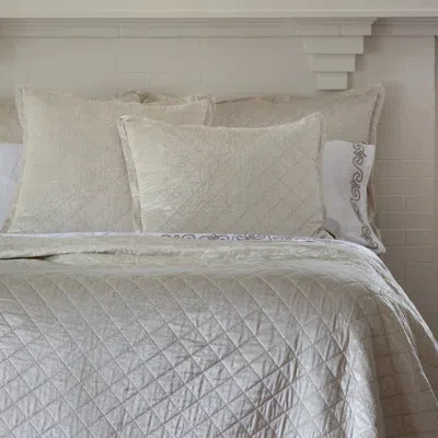 Lili Alessandra Chloe Velvet Feathers Geometric Euro Pillow In Ivory