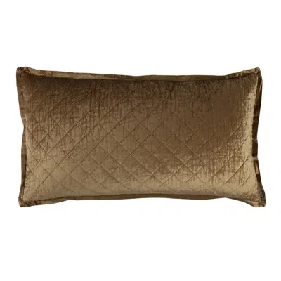 Lili Alessandra Chloe Velvet Feathers Lumbar Pillow In Fawn