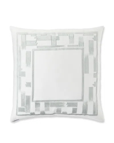 Lili Alessandra Capri Linen Euro Decorative Pillow, 28 X 28 In White/aquamarine