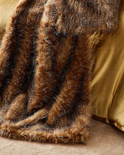 Lili Alessandra Faux Fur Throw In Brown