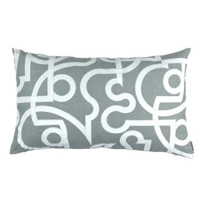 Lili Alessandra Geo Feathers Abstract Lumbar Pillow In Sky,white
