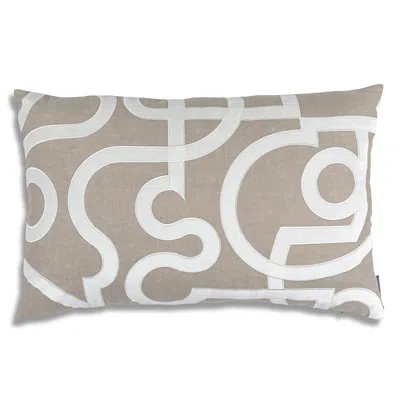 Lili Alessandra Geo Small Rectangle Pillow In Raffia/white