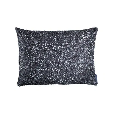 Lili Alessandra Jewel Beads Rectangular Silk Pillow Cover & Insert In Silver