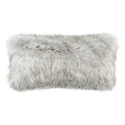 Lili Alessandra Large Rectangle Faux Fur Lumbar Pillow In Silver