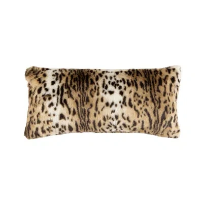 Lili Alessandra Leopard Rectangular Faux Fur Pillow Cover & Insert In Animal Print