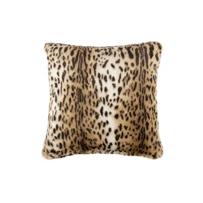 Lili Alessandra Leopard Square Faux Fur Pillow Cover & Insert In Animal Print